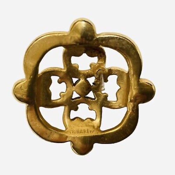 Trifari TM Gripoix Style Earrings Multicolor Jewel Of India Lucite Cabochon Post - Picture 4 of 5